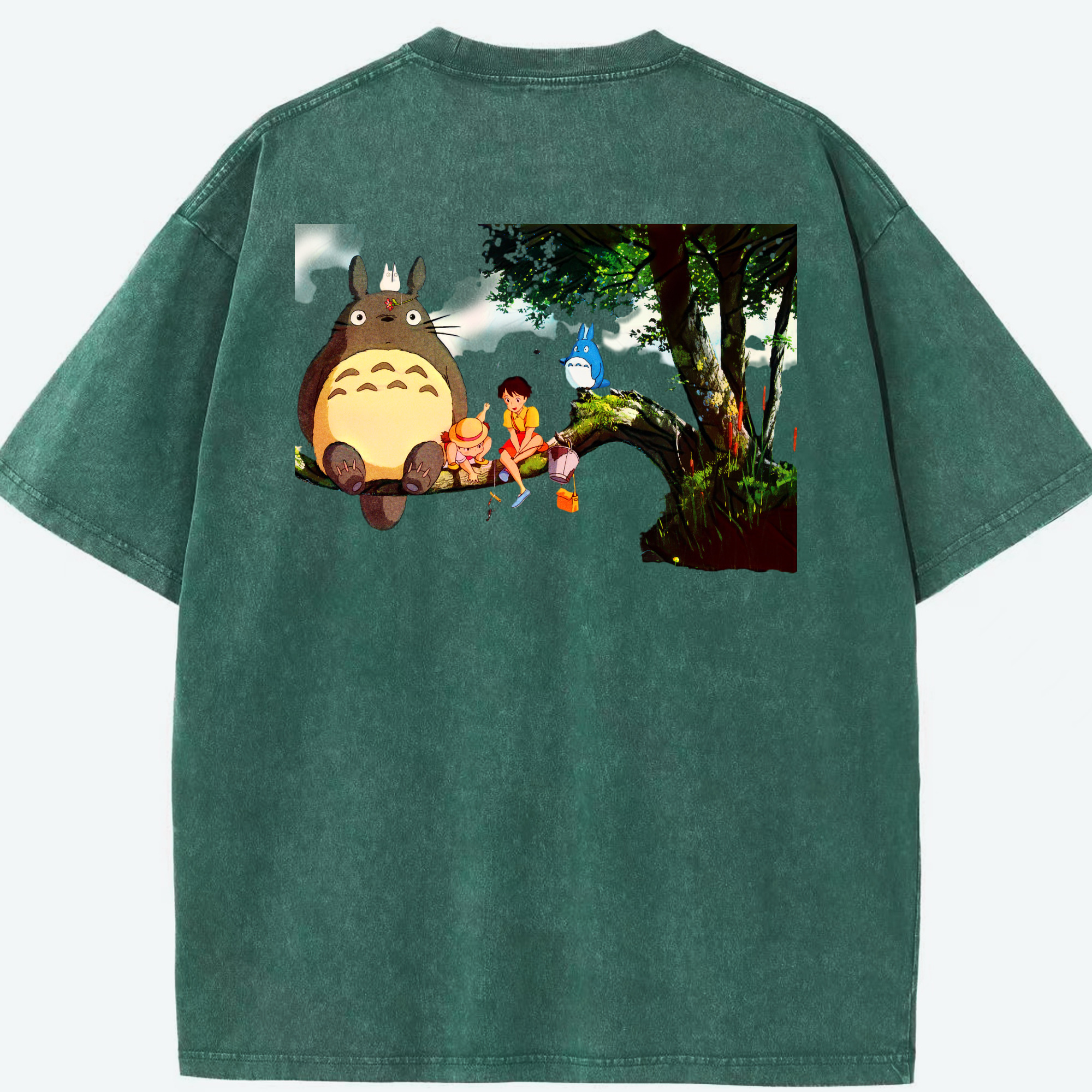 （画像用） となりのトトロ 草壁メイ 草壁サツキ My Neighbor Totoro Satsuki Kusakabe Mei Kusakabe 綿100% ヴィンテージ風 半袖Tシャツ（背面プリント）